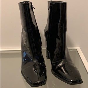 Black Patent Heeled Ankle Boot